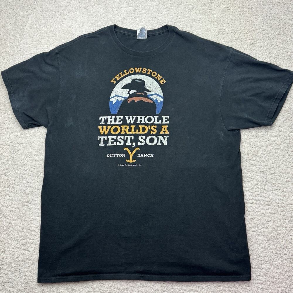 Yellowstone Mens T-Shirt Sz XL Black "The Whole Worlds A Test, Son" Dutton Ranch